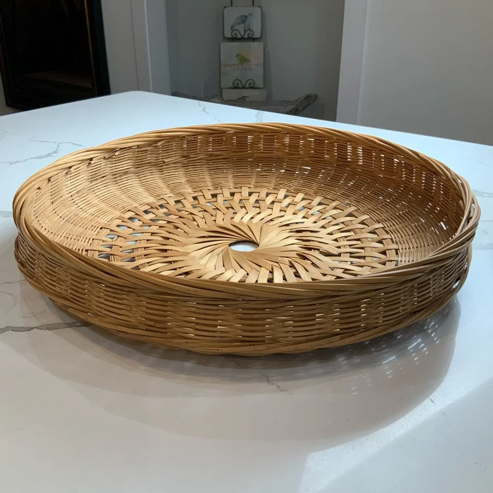 Vintage Hand-Woven Wicker Straw Basket | 14